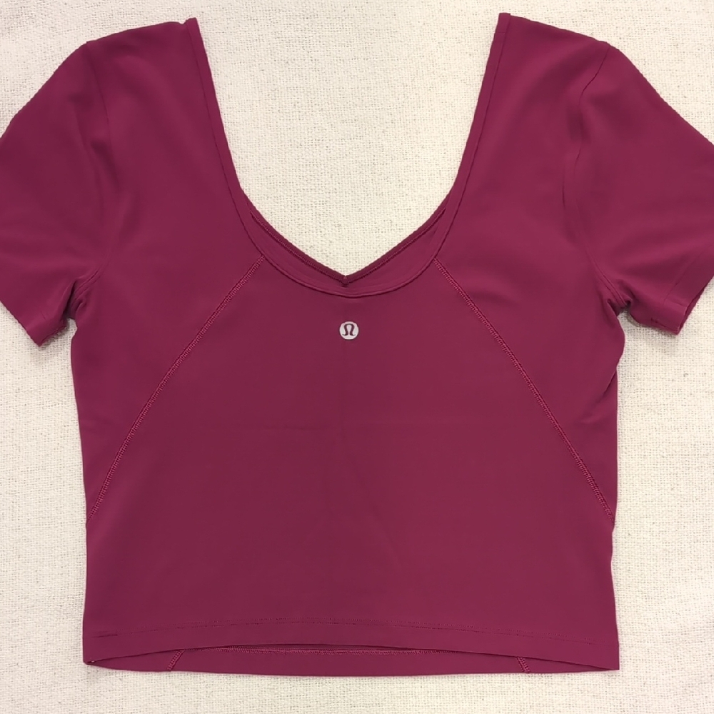 Lululemon Align T-Shir Deep V-Neck Berry M - Picture 5 of 6